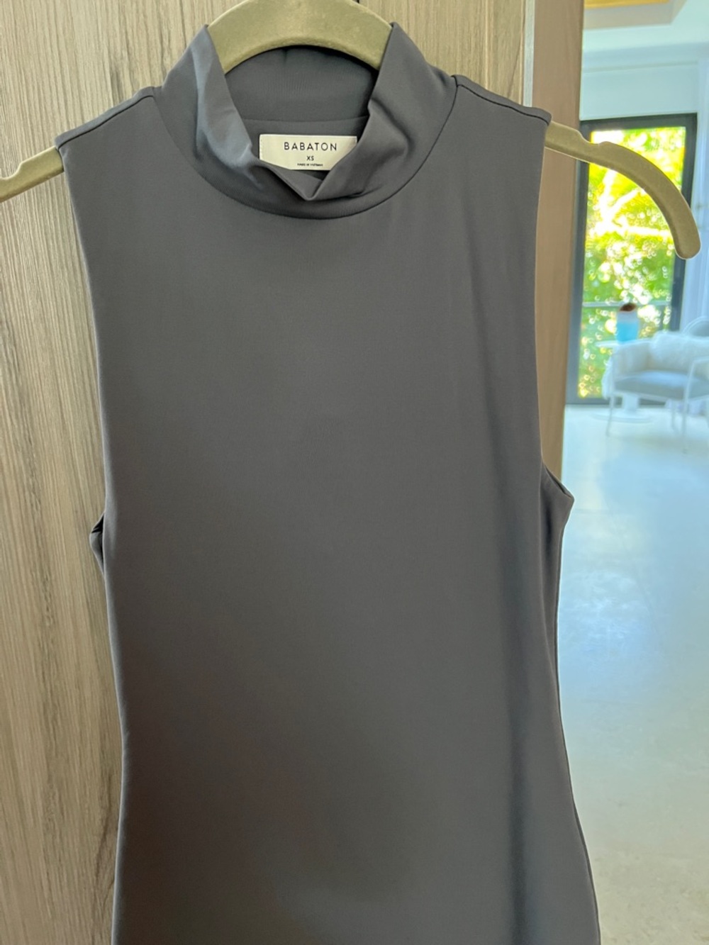 NEW! Aritzia BABATON mock turtleneck bodycon mini dress gray XS - Picture 3 of 7